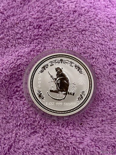 1 доллар "Год Обезьяны" Австралия, 2004. Серебро 999, 31,1 гр.