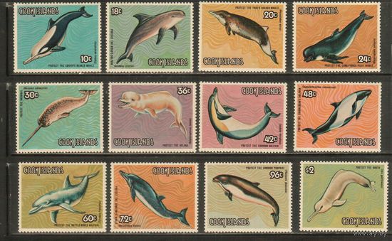 Кука острова-1984(Мих.958-969) , ** , Морская фауна, Киты, Дельфины (полная серия)