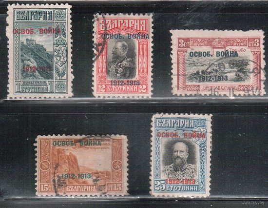 Болгария-1913, (Мих.93-99), гаш. , Окончание балканской войны, Надп., 5 марок