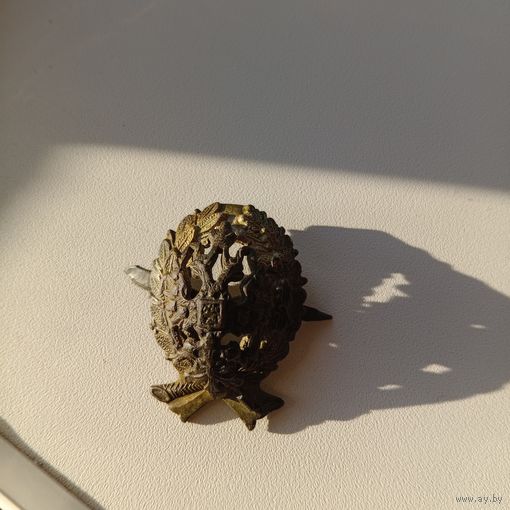 Коллекционная кокарда чиновника РИА в комплекте 2 шт венок и петлица позолота в патине