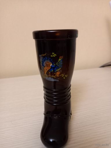 Пивной бокал сапог ГДР, цветное стекло