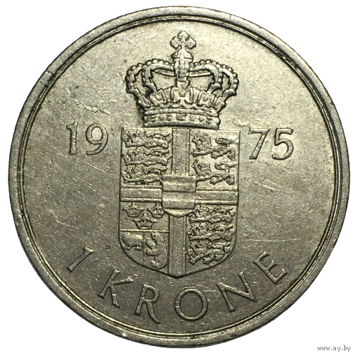 Дания 1 крона, 1975