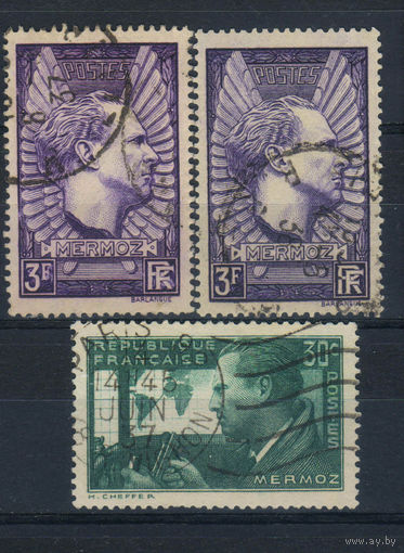 Франция 1937 Жан Мермоз Годовщина гибели Полная #337,338,338в