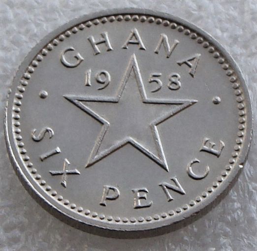 Гана. 6 пенсов 1958 год  KM#4  Тираж: 15.200.000 шт