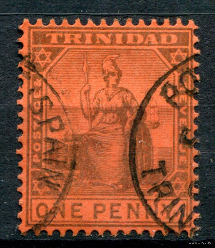 Британские колонии - Тринидад - 1901/06г. - Британия, 1 P - 1 марка - гашёная [Mi 49]. #4-B5-136-A-1