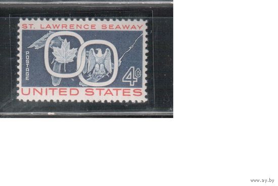 США-1959, (Мих.754), ** , Карта, Гербы, Море(одиночка)