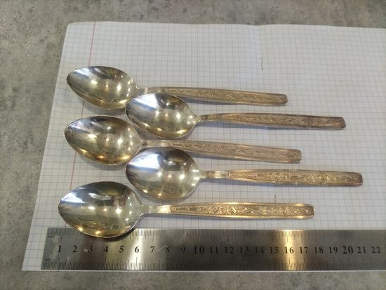 Ложка мельхиоровая, лот 5 шт., мельхиор