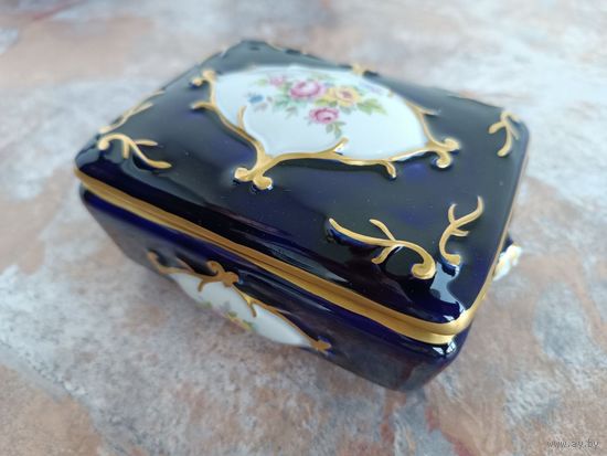 Шкатулка кобальт Royal Dux Bogemia Ройял Дукс Богемия Чехословакия фарфор