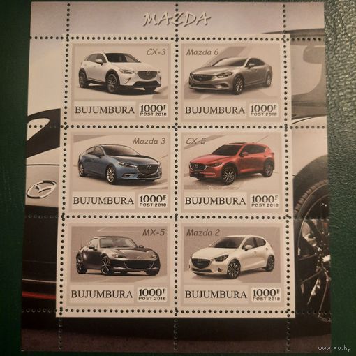 Бурунди 2018. Буджумбура. Автомобили Мазда. Mazda. Малый лист