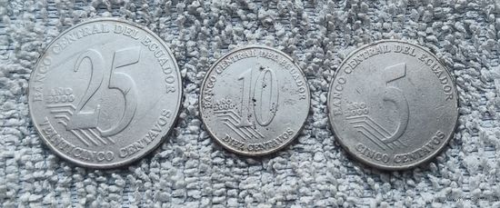 Монеты Эквадора 25,10,5 сентаво