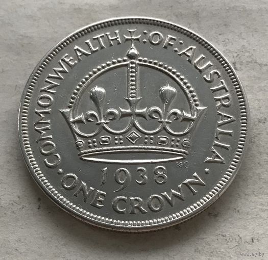 Австралия 1 крона 1938 Георг VI Король Великобритании и Северной Ирландии - серебро 0,925 пробы 28,28 гр., редкая!
