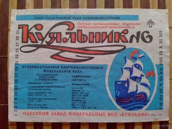 Этикетка от минералки. Одесса