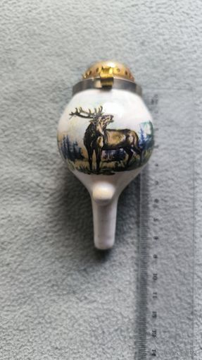 Антикварная фарфоровая чашка трубки."Олень в горах". Германия.19в Охотничья серия "Егерьская"
