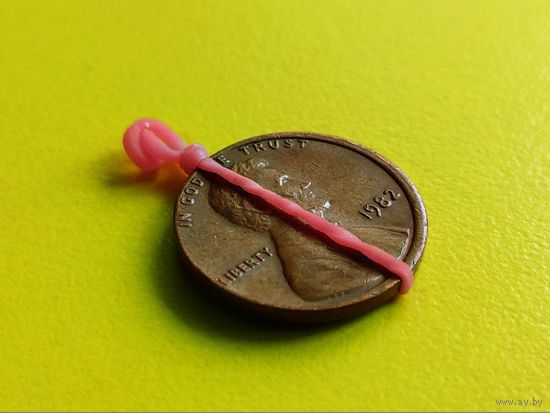 США. 1 цент 1982, б/б (без отметки монетного двора, Lincoln Cent). Брак, разворот (поворот) + значительное смещение. Торг.