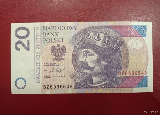 Польша. 20 злотых 2016 года, серия ВZ, UNC. Торг