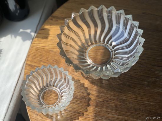 Салатница ваза для фруктов блюдо стекло Barolac Баролак Чехия 25 и 14см