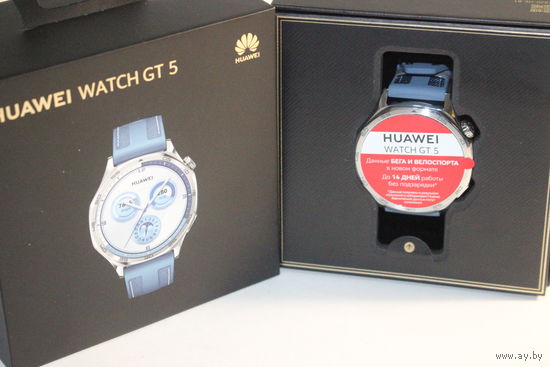 Новые Huawei Watch GT 5 46 мм (синий), гарантия до 12.04.2026
