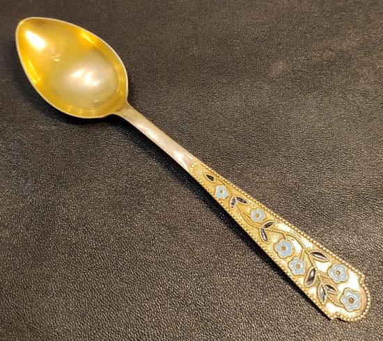 Ложка чайная. Серебро 875. Вес 24 грамма. Позолота.