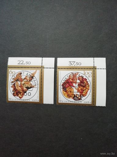 ФРГ 1989 Две марки из серии "Рождество" (гашеные с клеем) Mi.1442-1443 каталог 3.20 евро
