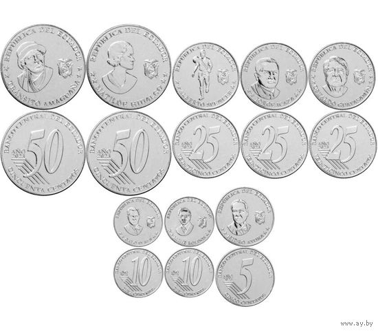 Эквадор набор 8 монет 2023 Выдающиеся личности, Футбол UNC