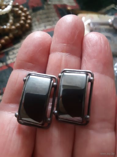 Серьги гематит