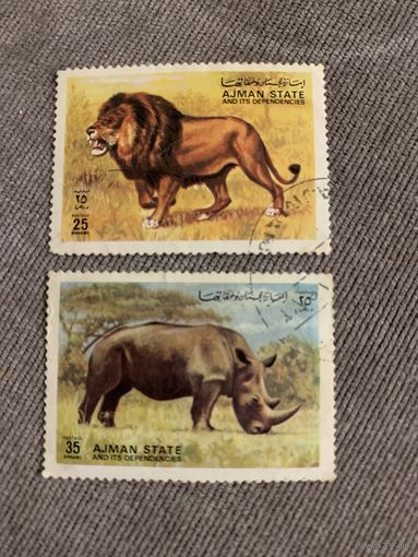 ОАЭ. Аджман 1972. Дикие животные. Марки из серии