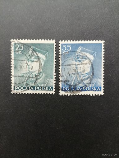 Польша 1937 Полная серия марок "Маршал Эдвард Рыдз-Смиглы" (гашение без клея, с наклейками) Mi.319-320 каталог 0.70 евро