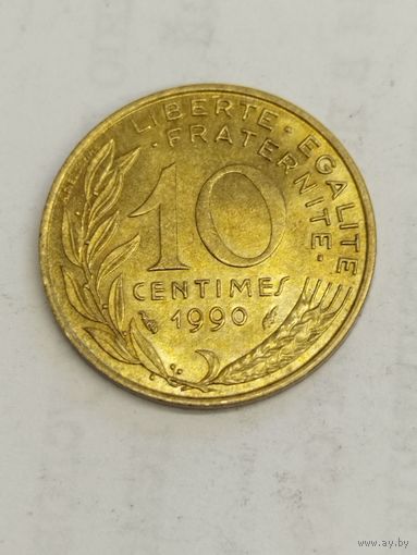 Франция 10 сантим 1990