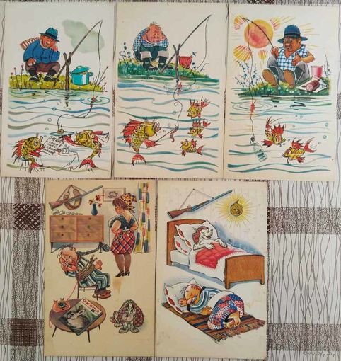 Охота,рыбалка. 5 шт. Худ. А.Орлов. А.Шварц. 1968 г.