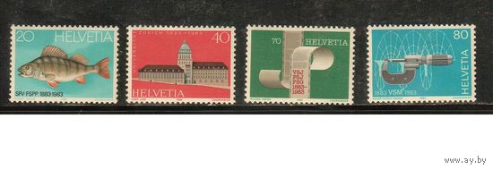 Швейцария-1983(Мих.1245-1248) , **  ,  Фауна, Рыбы,Архитектура(полная серия)