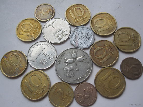 Монеты Израиля 16шт. без повтора.