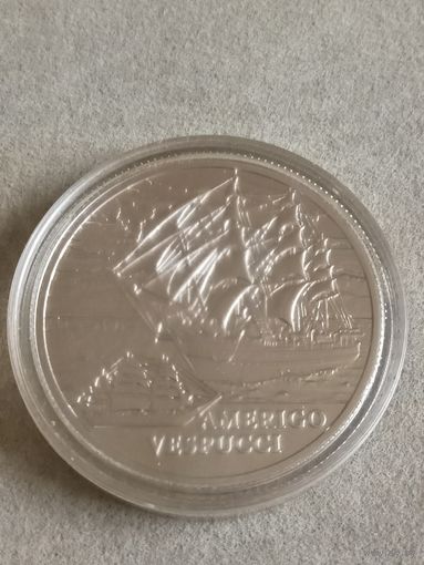 1 рубль, 2010 год, Америго Веспуччи. Парусные корабли.