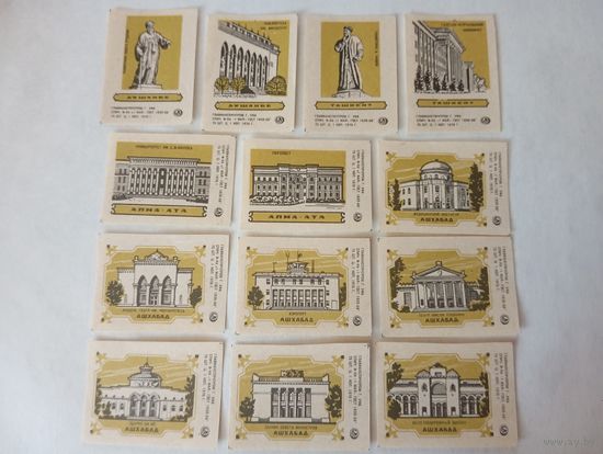 Спичечные этикетки. ф. 1 мая. Города Казахстана и республик Средней Азии. 1970 год