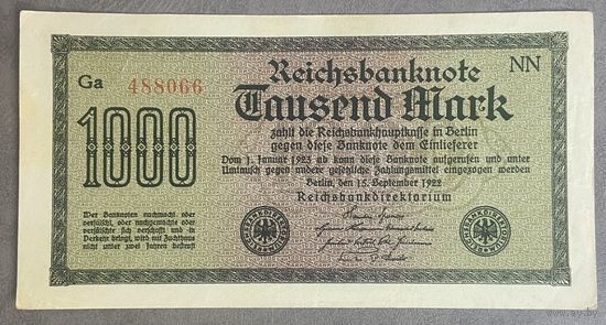 Банкнота 1000 марок 1922 год. Веймарская республика. С рубля без МЦ.