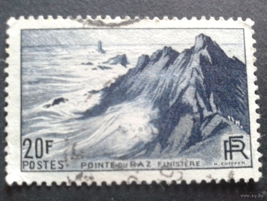 Франция 1946 море, скалы, маяк