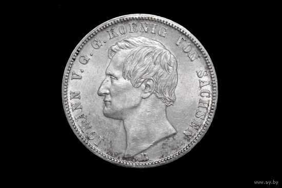 Талер 1871 г. Саксония (Германия), Иоганн V. "Союзный талер". Штемпельный блеск!