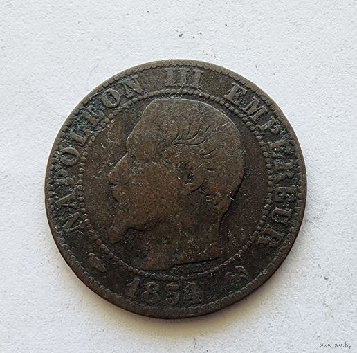 Франция 5 сантимов, 1854 Отметка монетного двора "B"