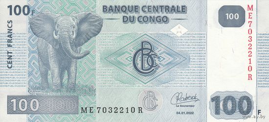 Конго 100 франков 2022 (UNC)
