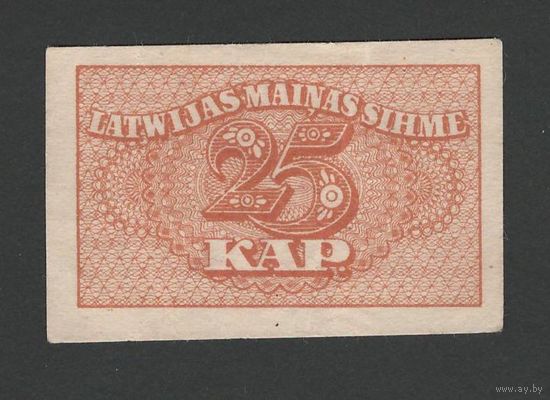 Латвия 25 копеек 1920 года. Тип P-11. Состояние XF+