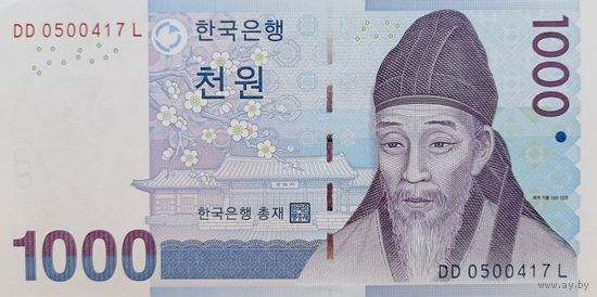 Werty71 Южная Корея 1000 вон 2007 UNC банкнота