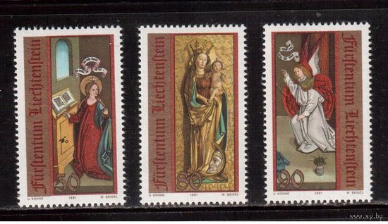 Лихтенштейн-1991, (Мих.1027-1029) ** , Рождество (полная серия)