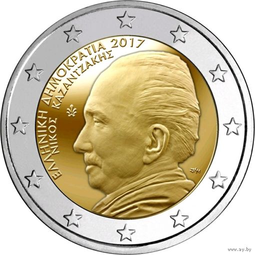 Греция 2 евро 2017 60 лет со дня смерти Никоса Казандзакиса UNC из ролла
