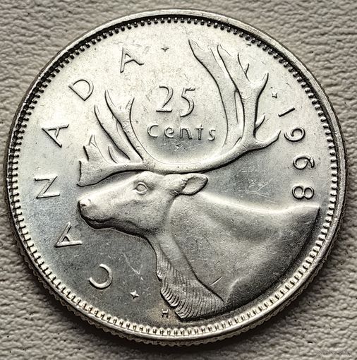 Канада 25 центов 1968, серебро