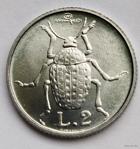 Сан-Марино 2 лиры 1974 UNC