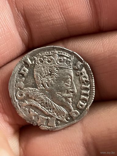 3 гроша 1594 острый портрет! Яркая монета! Вильно!