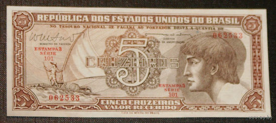Бразилия 5 крузейро 1962 ND P166b UNC