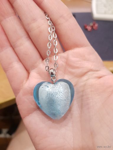 Лот С 1 РУБЛЯ! много лотов! Кулон 'холодное сердце', муранское стекло, сталь
