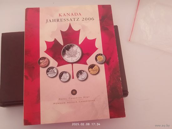 Набор монет Канады 2006 г., 6 монет из разных металлов + чистейшее серебро 1 унция 5 долларов в Банковской упаковке.