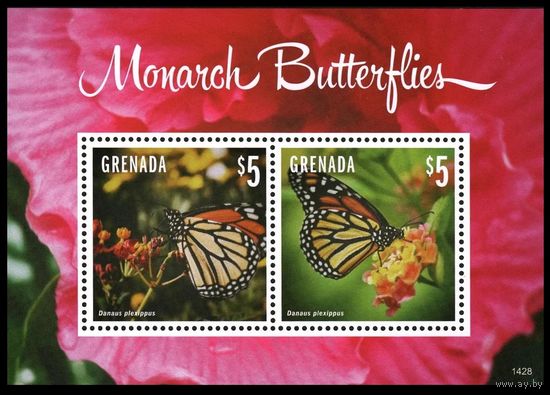 2014 Гренада 6852-6853/B874 Бабочки 9,00 евро