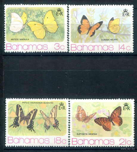 Багамы - 1975г. - бабочки - 4 марки - полная серия, MNH [Mi 378-381]. #3-WB-Z-1-18